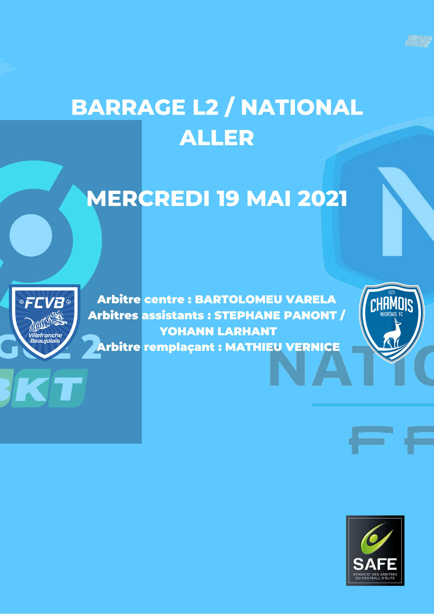 Désignations Barrages Aller National - Ligue 2